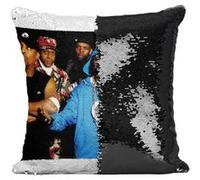 Fabulous Coussin avec Housse Sequin - Paillettes Noir Public Enemy Photo Vintage 90's [40 x 40 cm] Noir G