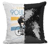 Fabulous Coussin avec Housse Sequin - Paillettes Noir Raymond Poulidor Vintage [40 x 40 cm] Noir G