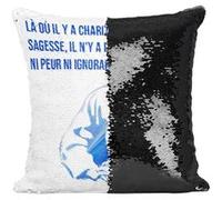 Fabulous Coussin avec Housse Sequin - Paillettes Noir Saint François D'Assise Citation Sagesse [40 x 40 cm] Noir G