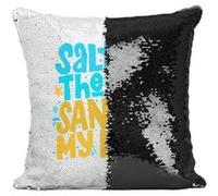 Fabulous Coussin avec Housse Sequin - Paillettes Noir Salt in the Air Sand in My Hair [40 x 40 cm] Noir G