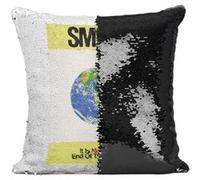 Fabulous Coussin avec Housse Sequin - Paillettes Noir Smile! is the end of the World [40 x 40 cm] Noir G