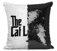 Fabulous Coussin avec Housse Sequin - Paillettes Noir The Cat Lover - Le Parrain [40 x 40 cm] Noir G