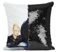 Fabulous Coussin avec Housse Sequin - Paillettes Noir The Notorious Big Rapper [40 x 40 cm] Noir G