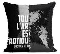 Fabulous Coussin avec Housse Sequin - Paillettes Noir Tout L'art Est Érotique Klimt [40 x 40 cm] Noir G