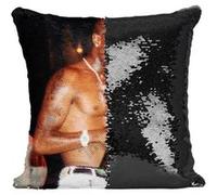 Fabulous Coussin avec Housse Sequin - Paillettes Noir Tupac Shakur Live Concert [40 x 40 cm] Noir G