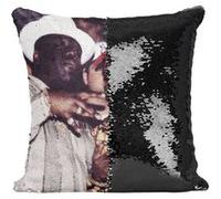 Fabulous Coussin avec Housse Sequin - Paillettes Noir Tupac Shakur The Notorious Big Vintage [40 x 40 cm] Noir G