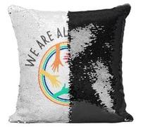 Fabulous Coussin avec Housse Sequin - Paillettes Noir We Are All Humans LGBT [40 x 40 cm] Noir G