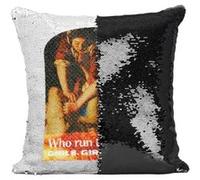 Fabulous Coussin avec Housse Sequin - Paillettes Noir Who Run The World Girl [40 x 40 cm] Noir G