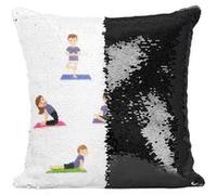 Fabulous Coussin avec Housse Sequin - Paillettes Noir Yoga Enfants Asanas [40 x 40 cm] Noir G