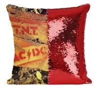 Fabulous Coussin avec Housse Sequin - Paillettes Rouge ACDC Hard Rock TNT [40 x 40 cm] Rouge G