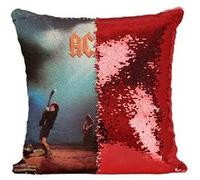 Fabulous Coussin avec Housse Sequin - Paillettes Rouge ACDC Let There Be Rock [40 x 40 cm] Rouge G