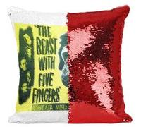 Fabulous Coussin avec Housse Sequin - Paillettes Rouge Affiche Film Beast With Five Fingers [40 x 40 cm] Rouge G