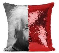 Fabulous Coussin avec Housse Sequin - Paillettes Rouge Albert Einstein Scientifique 1 [40 x 40 cm] Rouge G