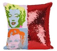 Fabulous Coussin avec Housse Sequin - Paillettes Rouge Andy Warhol Quadriptique Marilyn Monroe [40 x 40 cm] Rouge G