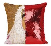 Fabulous Coussin avec Housse Sequin - Paillettes Rouge Autoportrait de Frida Kahlo Nonne [40 x 40 cm] Rouge G