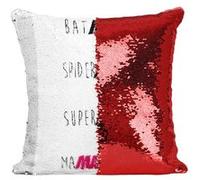 Fabulous Coussin avec Housse Sequin - Paillettes Rouge Batman Superman Spiderman Ma Maman Humour Super Mere [40 x 40 cm] Rouge G