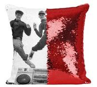 Fabulous Coussin avec Housse Sequin - Paillettes Rouge Beastie Boys Ghetto Blaster Jump [40 x 40 cm] Rouge G
