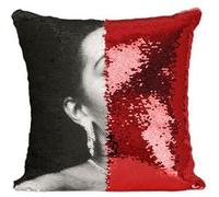 Fabulous Coussin avec Housse Sequin - Paillettes Rouge Billie Holiday Chanteuse 3 [40 x 40 cm] Rouge G