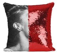 Fabulous Coussin avec Housse Sequin - Paillettes Rouge Billie Holiday Chanteuse [40 x 40 cm] Rouge G