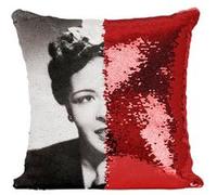 Fabulous Coussin avec Housse Sequin - Paillettes Rouge Billie Holiday Chanteuse Jazz 1 [40 x 40 cm] Rouge G