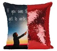 Fabulous Coussin avec Housse Sequin - Paillettes Rouge Brene Brown If You Own Citation [40 x 40 cm] Rouge G