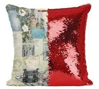Fabulous Coussin avec Housse Sequin - Paillettes Rouge Ce Qu'a Vu La Lune Les Contes d'Andersen [40 x 40 cm] Rouge G