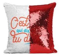 Fabulous Coussin avec Housse Sequin - Paillettes Rouge C'est Moi Qui Dis Quand tu Dors ! [40 x 40 cm] Rouge G