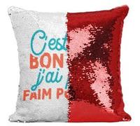 Fabulous Coussin avec Housse Sequin - Paillettes Rouge C'est très bon mais j'ai plus faim [40 x 40 cm] Rouge G