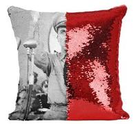 Fabulous Coussin avec Housse Sequin - Paillettes Rouge Charlie Chaplin Dictateur [40 x 40 cm] Rouge G