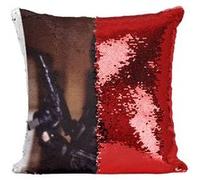 Fabulous Coussin avec Housse Sequin - Paillettes Rouge Chuck Norris Delta Force [40 x 40 cm] Rouge G