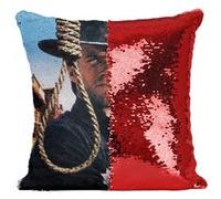 Fabulous Coussin avec Housse Sequin - Paillettes Rouge Clint Eastwood Cowboy 1 [40 x 40 cm] Rouge G