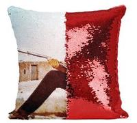 Fabulous Coussin avec Housse Sequin - Paillettes Rouge Clint Eastwood Cowboy 2 [40 x 40 cm] Rouge G