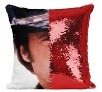 Fabulous Coussin avec Housse Sequin - Paillettes Rouge Clint Eastwood Cowboy 7 [40 x 40 cm] Rouge G