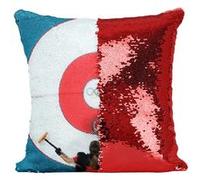 Fabulous Coussin avec Housse Sequin - Paillettes Rouge Curling Jeux Olympiques Hiver [40 x 40 cm] Rouge G