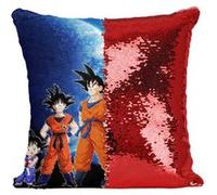 Fabulous Coussin avec Housse Sequin - Paillettes Rouge Dragon Ball Évolution de Son Goku Kakarot [40 x 40 cm] Rouge G