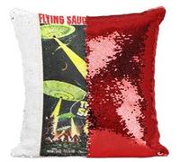 Fabulous Coussin avec Housse Sequin - Paillettes Rouge Earth vs the Flying Saucers Cinéma Vintage 1 [40 x 40 cm] Rouge G