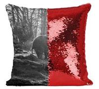 Fabulous Coussin avec Housse Sequin - Paillettes Rouge Éléphanteau Escalade un Tronc d'Arbre [40 x 40 cm] Rouge G