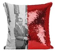 Fabulous Coussin avec Housse Sequin - Paillettes Rouge Elvis Presley Richard Nixon Maison Blanche [40 x 40 cm] Rouge G