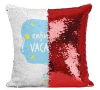 Fabulous Coussin avec Housse Sequin - Paillettes Rouge Enfin Les Vacances [40 x 40 cm] Rouge G