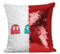 Fabulous Coussin avec Housse Sequin - Paillettes Rouge Fantomes Pac-Man Pixel [40 x 40 cm] Rouge G