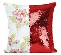 Fabulous Coussin avec Housse Sequin - Paillettes Rouge Fleur Sakura Cerisier Japonais [40 x 40 cm] Rouge G