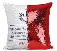 Fabulous Coussin avec Housse Sequin - Paillettes Rouge François Hollande - Discours en Anglais [40 x 40 cm] Rouge G