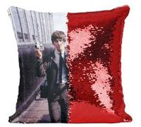 Fabulous Coussin avec Housse Sequin - Paillettes Rouge Georges Harrison The Beatles [40 x 40 cm] Rouge G
