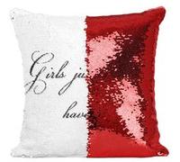 Fabulous Coussin avec Housse Sequin - Paillettes Rouge Girls Just Want to Have Sun [40 x 40 cm] Rouge G