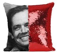 Fabulous Coussin avec Housse Sequin - Paillettes Rouge Jack Nicholson Acteur The Shining [40 x 40 cm] Rouge G