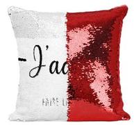 Fabulous Coussin avec Housse Sequin - Paillettes Rouge J'adore Faire La Gueule [40 x 40 cm] Rouge G