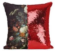 Fabulous Coussin avec Housse Sequin - Paillettes Rouge Jan Davidszoon de Heem Vase Fleurs [40 x 40 cm] Rouge G