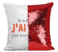 Fabulous Coussin avec Housse Sequin - Paillettes Rouge Je suis venu, J'ai bu [40 x 40 cm] Rouge G