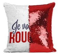 Fabulous Coussin avec Housse Sequin - Paillettes Rouge Je Vois Rouge [40 x 40 cm] Rouge G