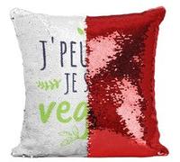 Fabulous Coussin avec Housse Sequin - Paillettes Rouge J'peux pas je suis Vegan [40 x 40 cm] Rouge G
